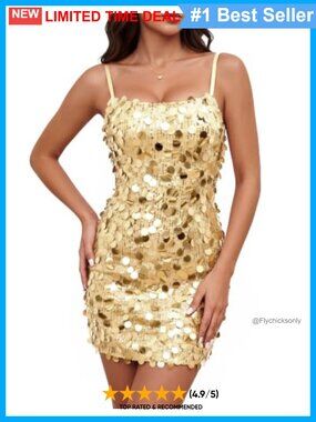 Sequin Mini Dress Spaghetti Strap Backless Bodycon Party Club Dress